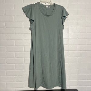 GAP Womens Dress Sage Green Flutter Sleeves Loose Fit Size Large